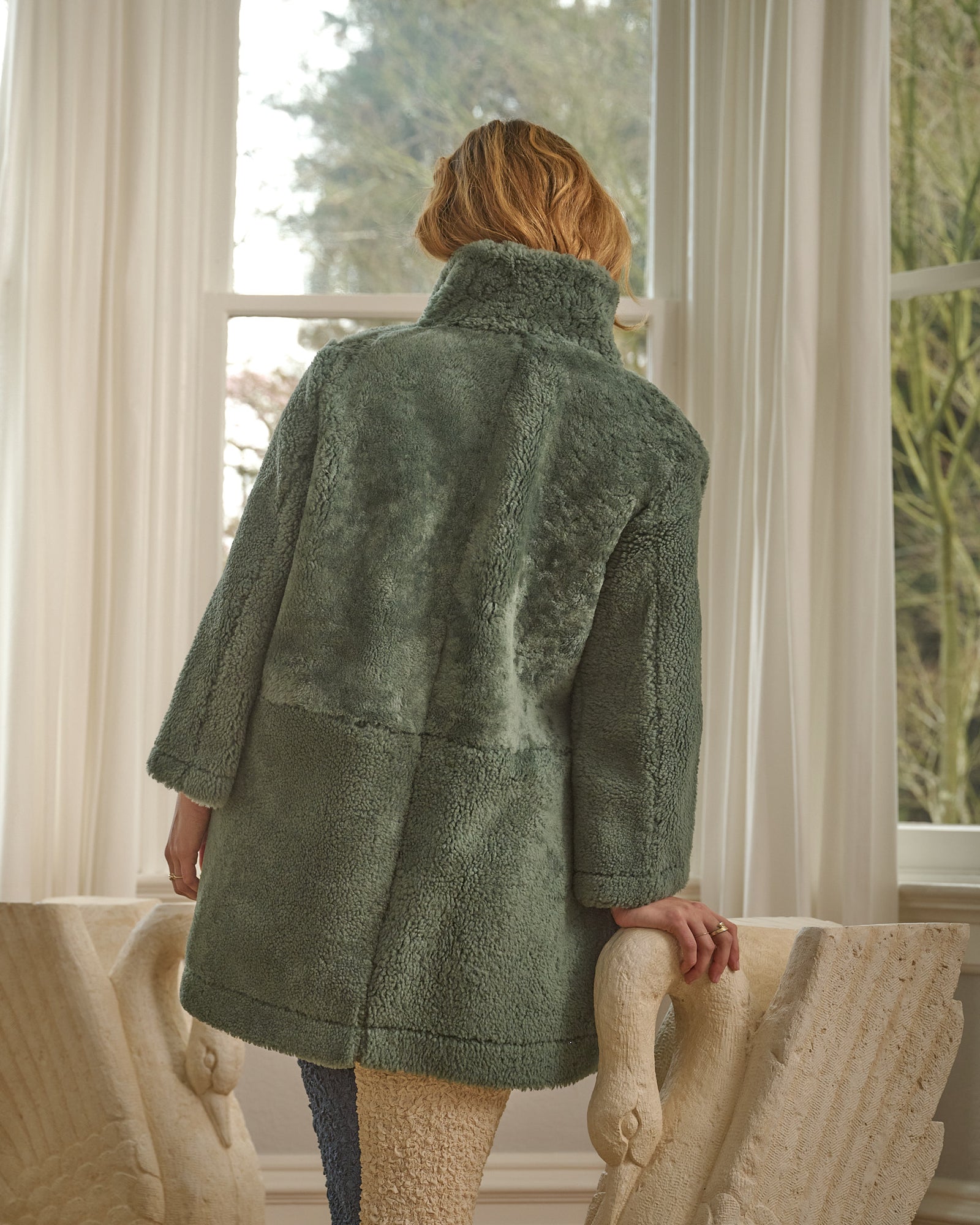 Nat Coat Reversible in Lagoon Shearling